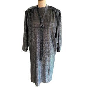Vintage Miss Renfrew silver metallic shimmery tunic midi dress with belt